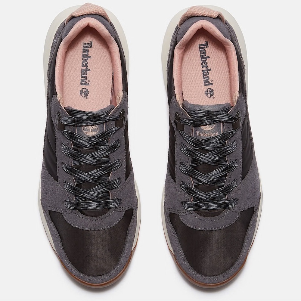 Timberland Women's retro swift low lace-up sneakers Dark gray, black, pink SZ 8
